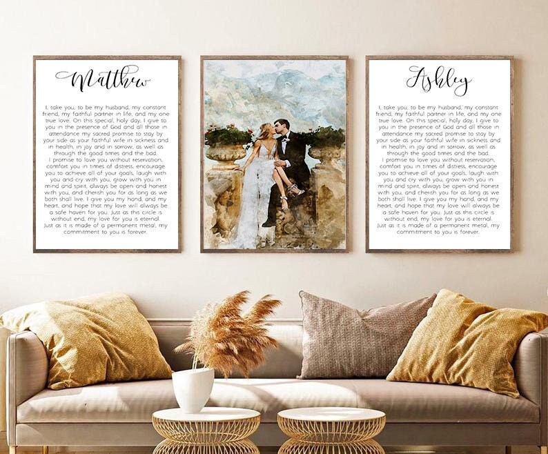 Canvas With Vows Wedding Vows Wall Art Wedding Vows Etsy