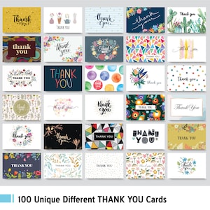 100 Thank You Cards With Envelopes Pack Bulk - Blank Notes Set With 100 ...