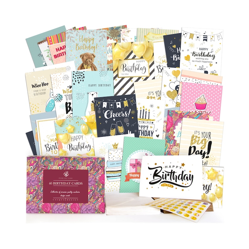 Happy Birthday Cards Assortment Cards in Bulk 40 Pack Etsy