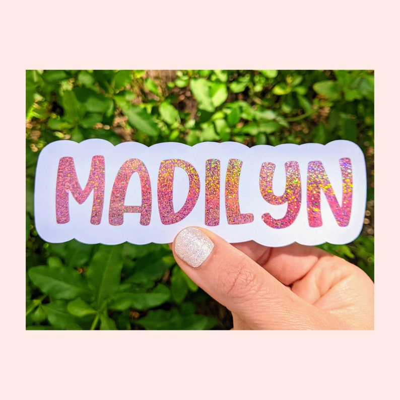 Holographic Name Label for Water Bottle, Name Stickers for School, Personalized Tumbler Decals, Custom Wedding Party Decals, Yeti Name Label image 2