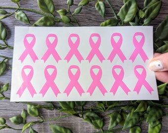 Breast Cancer Decals for Helmet, Mini Pink Breast Cancer Ribbons for Team Helmet, Breast Cancer Awareness, Cancer Awareness Ribbons for Cup.
