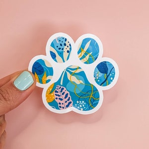Floral Paw Sticker Paw Print Sticker Dog Paw Print for Water Bottle Sticker for Fur Mom Gift Dog Mom Paw Print Decal for Hydro Flask Sticker