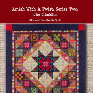 Amish With a Twist II: The Classics Block of the Month Pattern to make an Amish inspired 105 x 105&quot; sampler quilt using solids or prints
