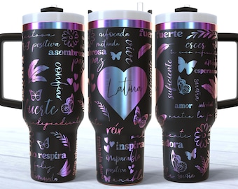 40oz Tumbler Laser Design SPANISH Motivational Affirmations SVG Christian Gift for Her Latina Woman