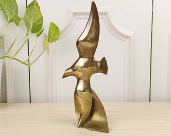 Brass Seagull Tabletop Sculpture or Bookend by Enesco, Made in 1983 in Taiwan