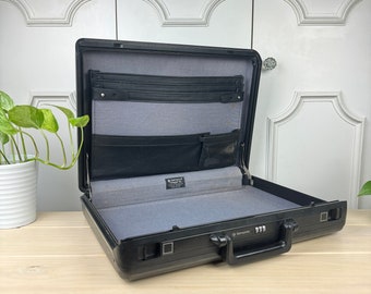 Vintage Black Samsonite Omega GL Briefcase with Working Combination Lock, Office and School Storage