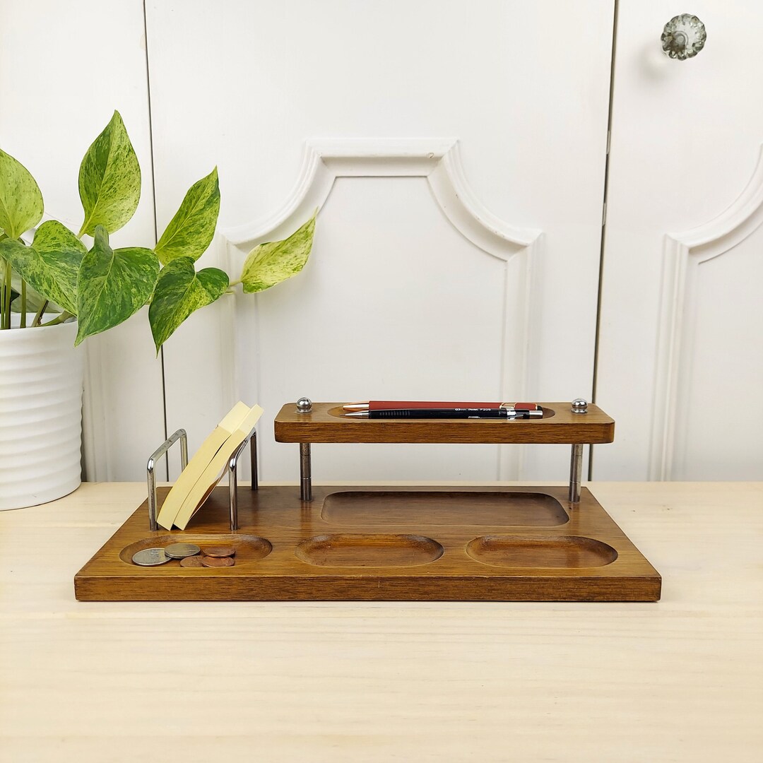 Vintage Dresser or Desk Valet, 2tier Wooden Jewelry Tray or Men's