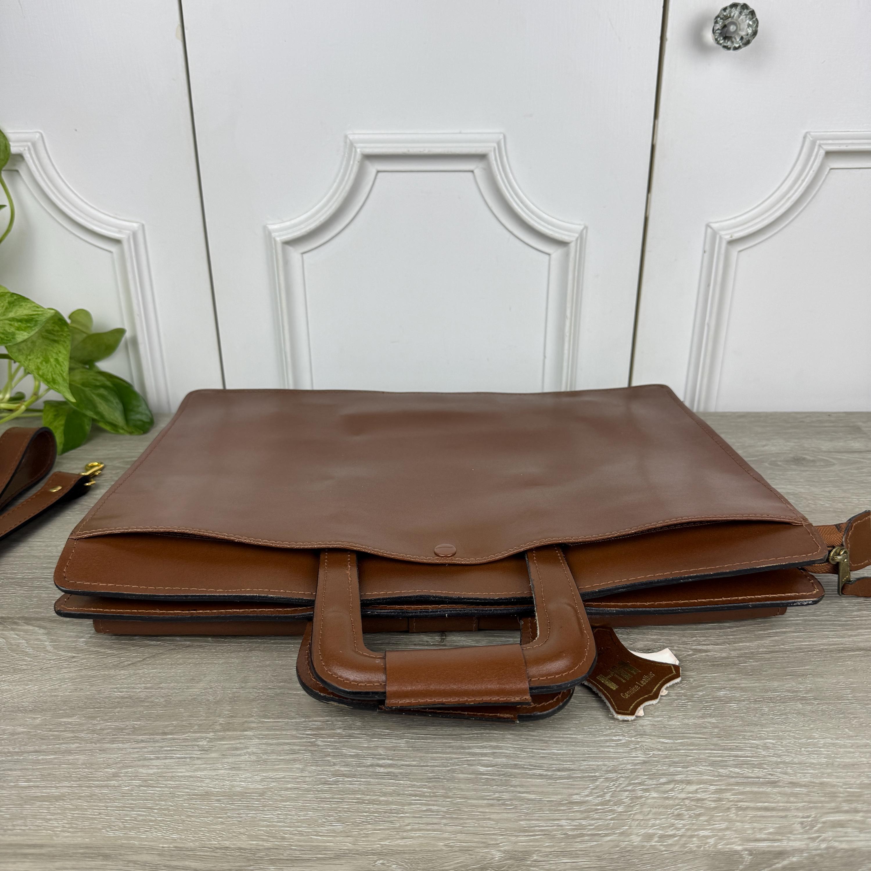 Vintage Genuine Leather Portfolio Briefcase With Key and Strap by Hit ...