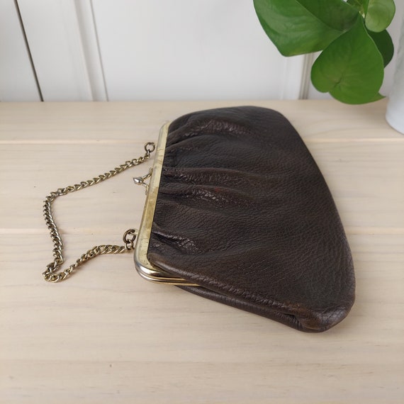 Vintage Brown Evening Clutch with Retro Floral Fa… - image 4