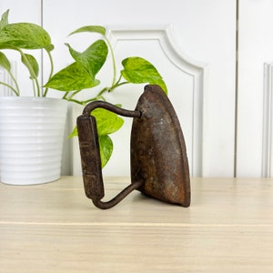 Antique Cast Iron Clothes Iron, #6 SAD Iron, Late 1900&#39;s Rustic Doorstop, Accent or Bookend