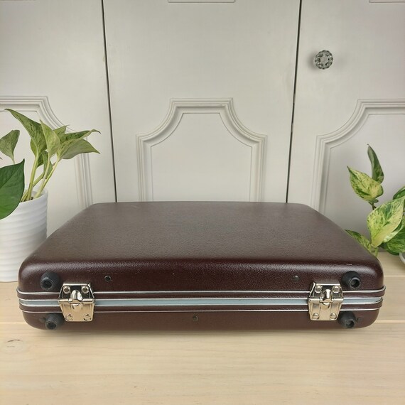 Vintage American Tourister Hard shell Briefcase Brown Hard Shell Attache With Silver Accents Vintage Storage Etsy Canada