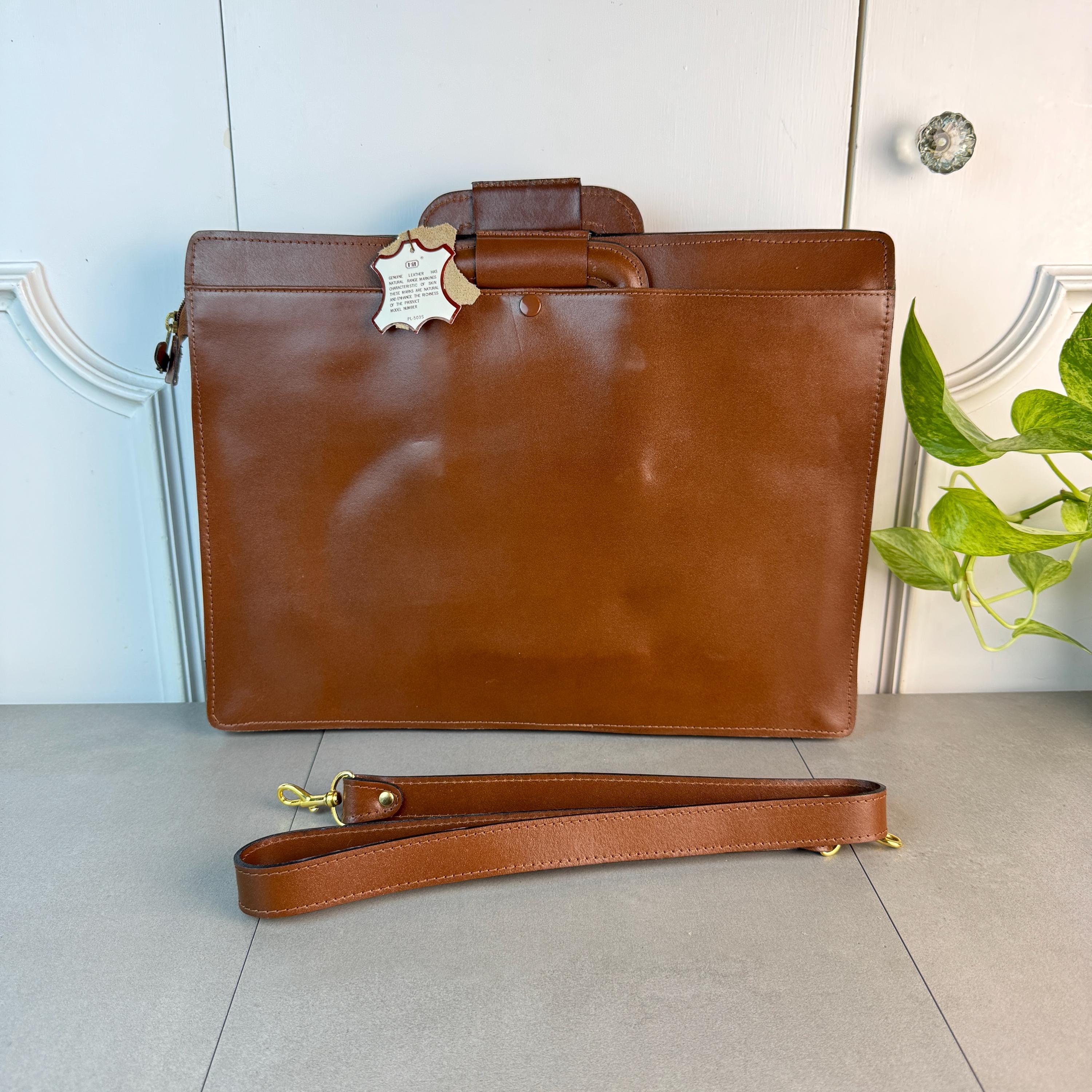 Vintage Genuine Leather Portfolio Briefcase With Key and Strap by Hit ...