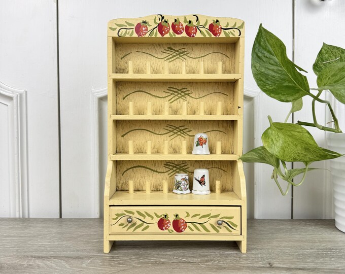 Vintage 4-tier Thimble Display Shelf, Display Cabinet With Strawberries ...
