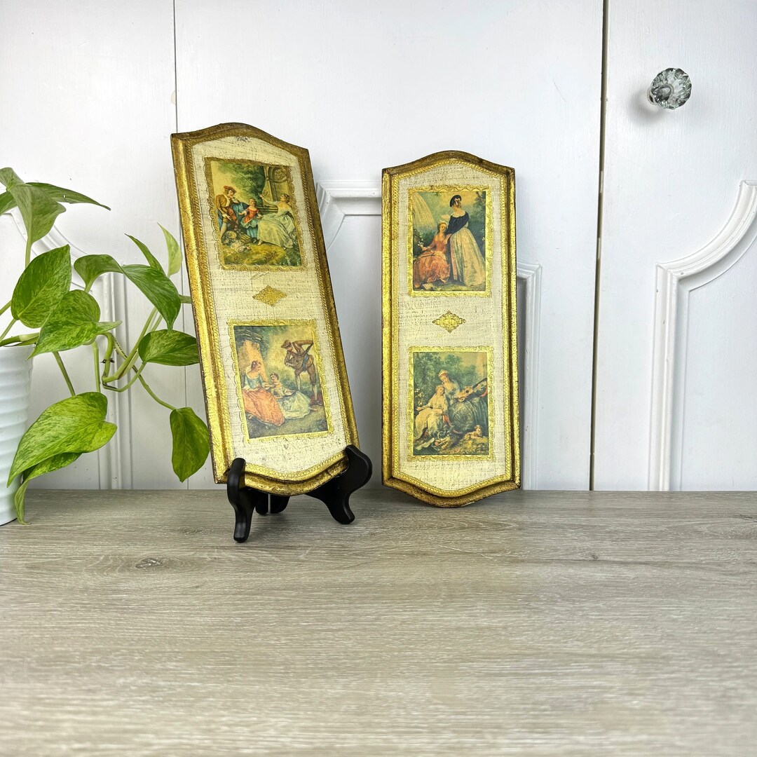 Set of 2 Vintage Italian Florentine Wall Plaques, 703, Made in Italy - Etsy