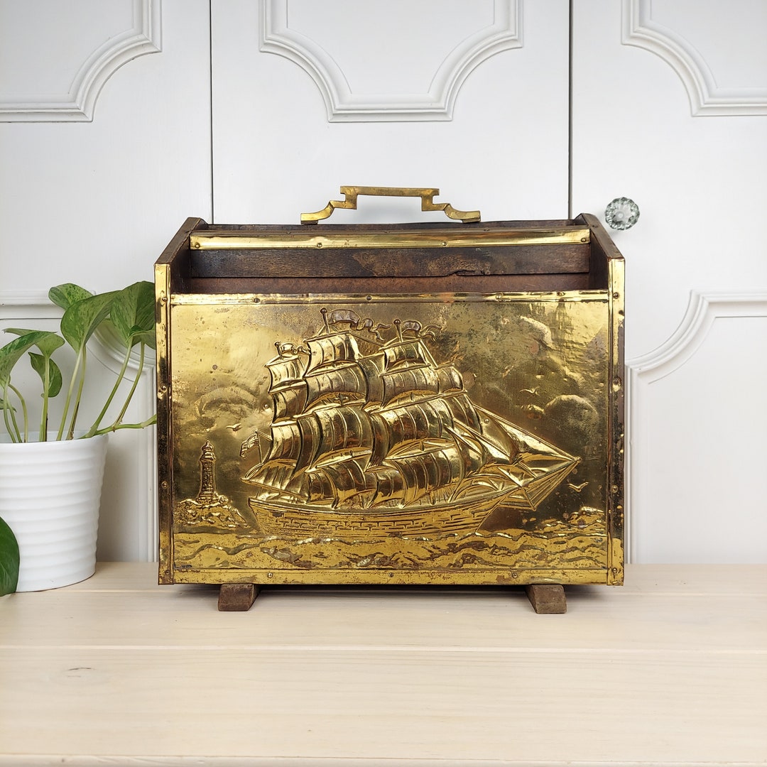 Mid-century Magazine or Newspaper Rack With Ship and Lighthouse Motif ...