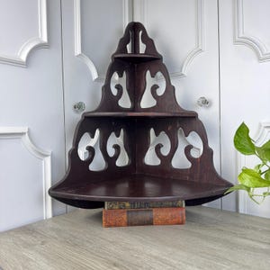 Large Vintage Corner Wall Shelf, Unique Wooden Wall Display Shelf, 26&quot;