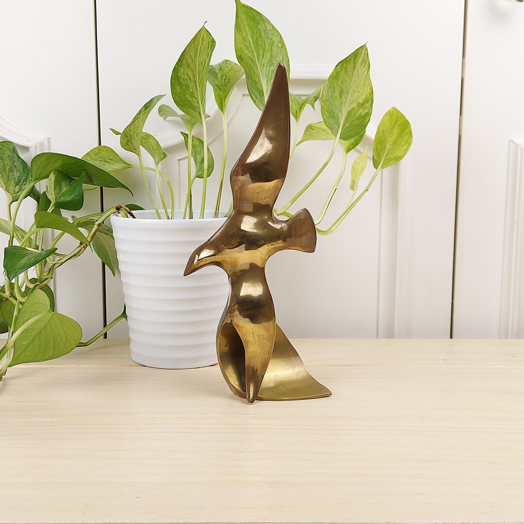Brass Seagull Tabletop Sculpture or Bookend by Enesco Made in Etsy