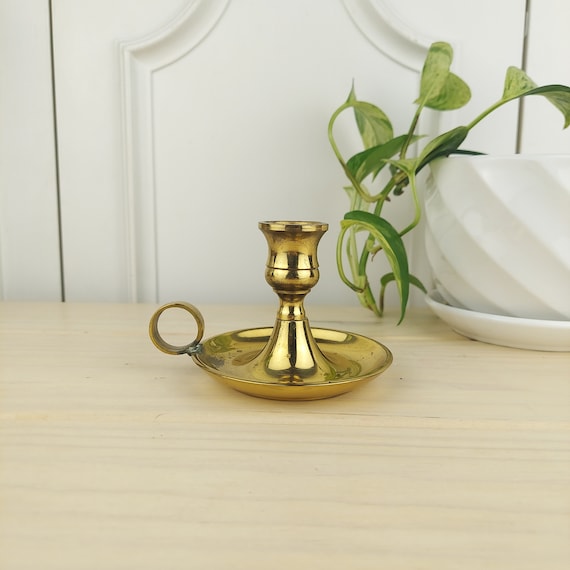 Brass Chamberstick Candle Holder , Vintage Brass Candlestick