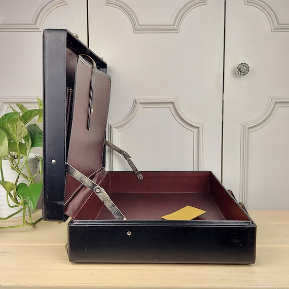 Vintage Black Briefcase with Silver Accents and Exter… Gem