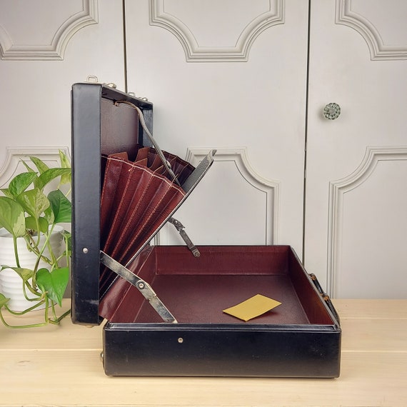 Vintage Black Briefcase with Silver Accents and Exter… Gem