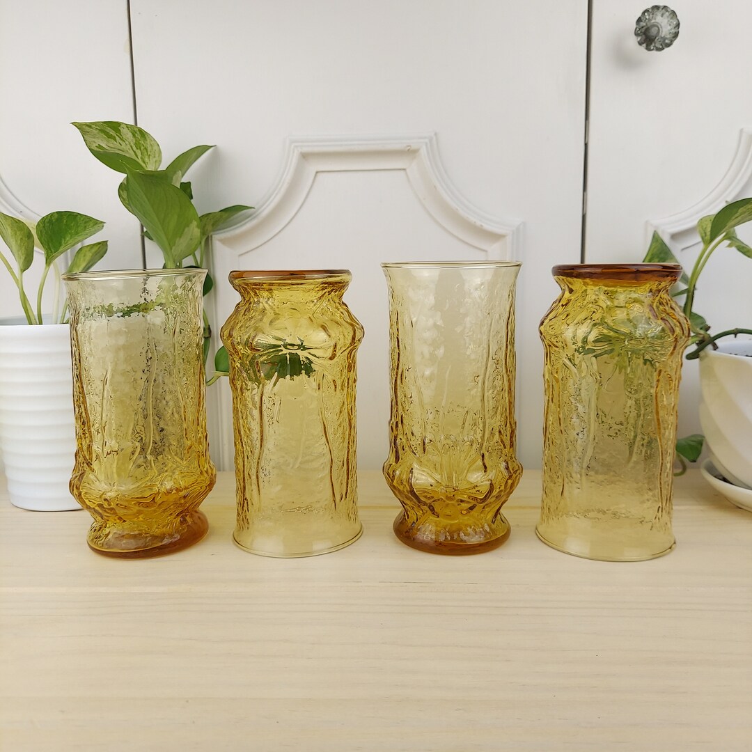 Extra Large Amber Tumblers by Anchor Hocking Amber Rainflower Etsy