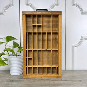 Wooden Printer&#39;s Tray by Hamilton, Small Wooden Typeset Drawer with Metal Handle, Display Shelf for Small Collectables, 17-1/4&quot; x 9-3/4&quot;