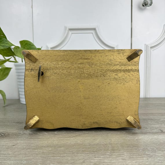 Vintage Florentine Style Jewelry Box With Golden Interior and