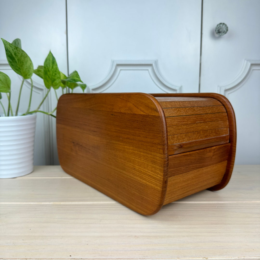 Vintage Teak Wood Tambour Roll Top Organizer by Teaktech Mid Etsy