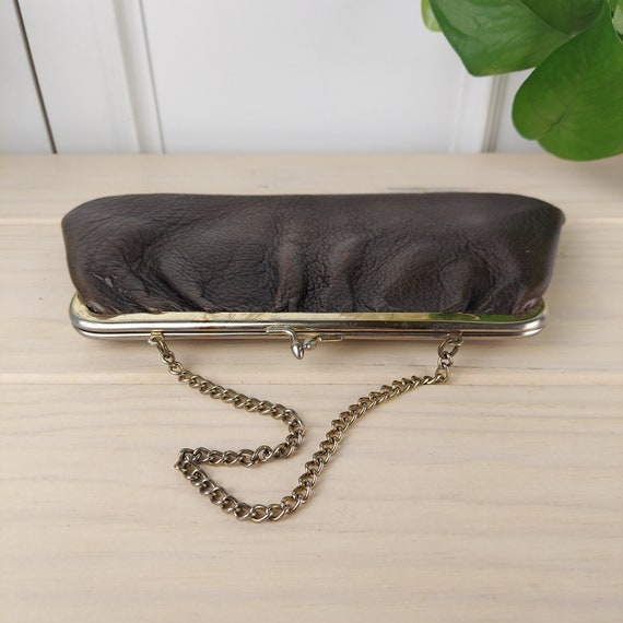 Vintage Brown Evening Clutch with Retro Floral Fa… - image 7