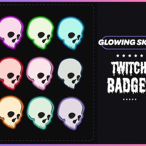 GLOWING SKULL Twitch Sub badges | Colourful sub badges and Emotes for Twitch and discord.
