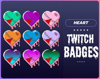 GORY HEART Twitch sub badge pack emote | Horror Subscriber badge for streamer loyalty sub bit badges