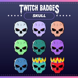Paquete de emoticones y subinsignias de contracción de SKULL, insignia de suscriptor de Alien Skull King de Twitch y discordia,