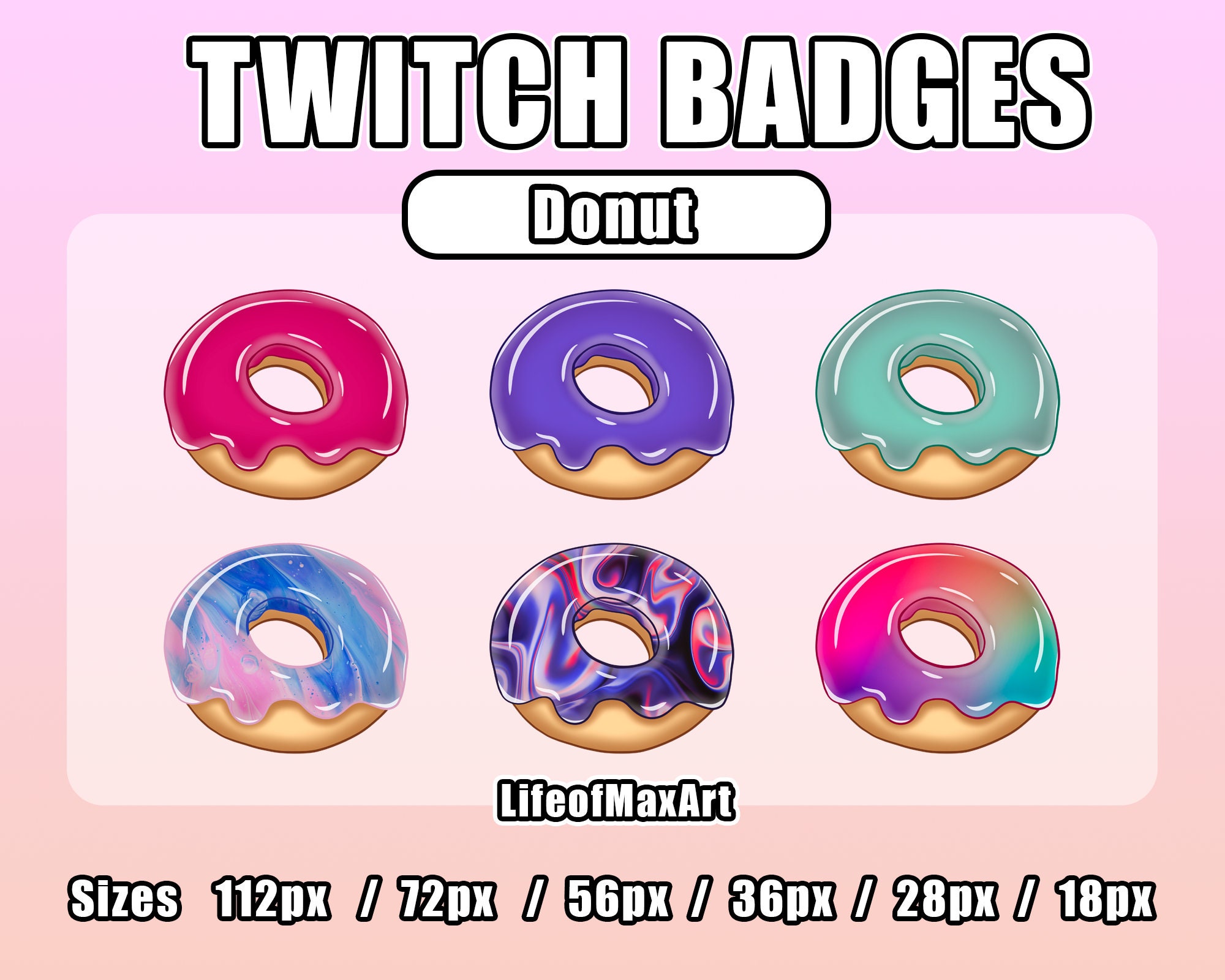 DONUT Twitch Emote and Sub Badge Twitch and Discord Evolution Sub