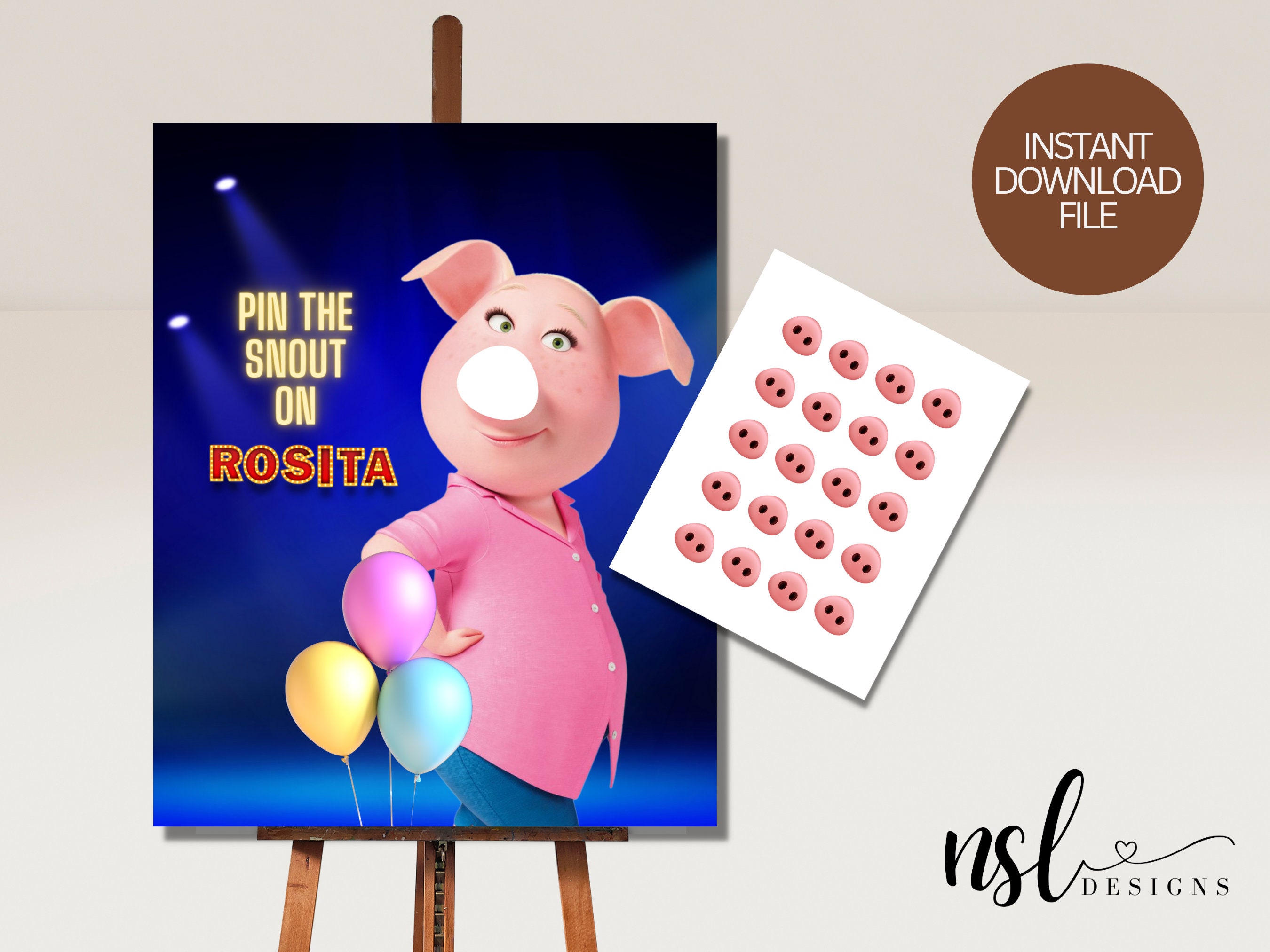 Sing 2 Pin the Tail Game Pin the Snout on Rosita Party Etsy