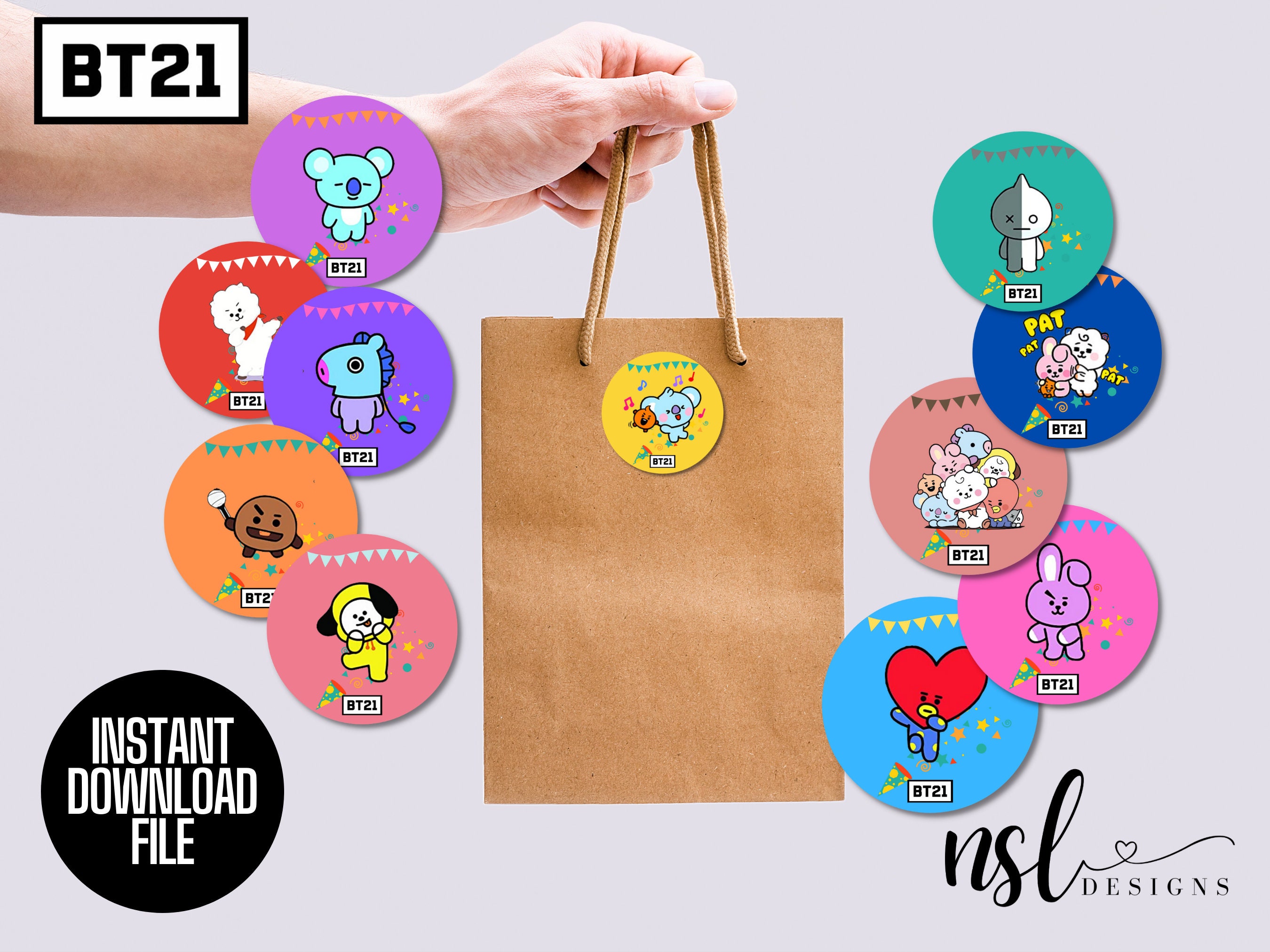 BT21 Cupcake Toppers Print Your Own Cupcake Toppers - Etsy