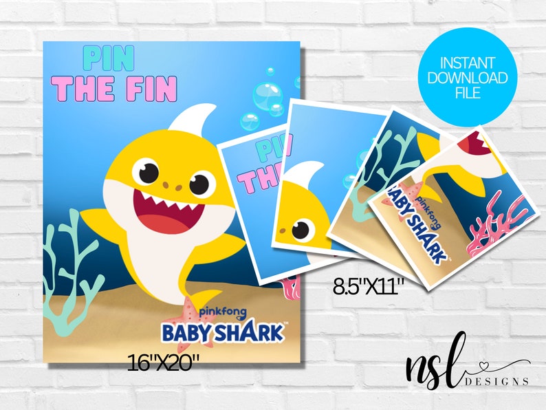 PINKFONG Baby Shark Pin the Tail Game Pin the FIN Party - Etsy UK