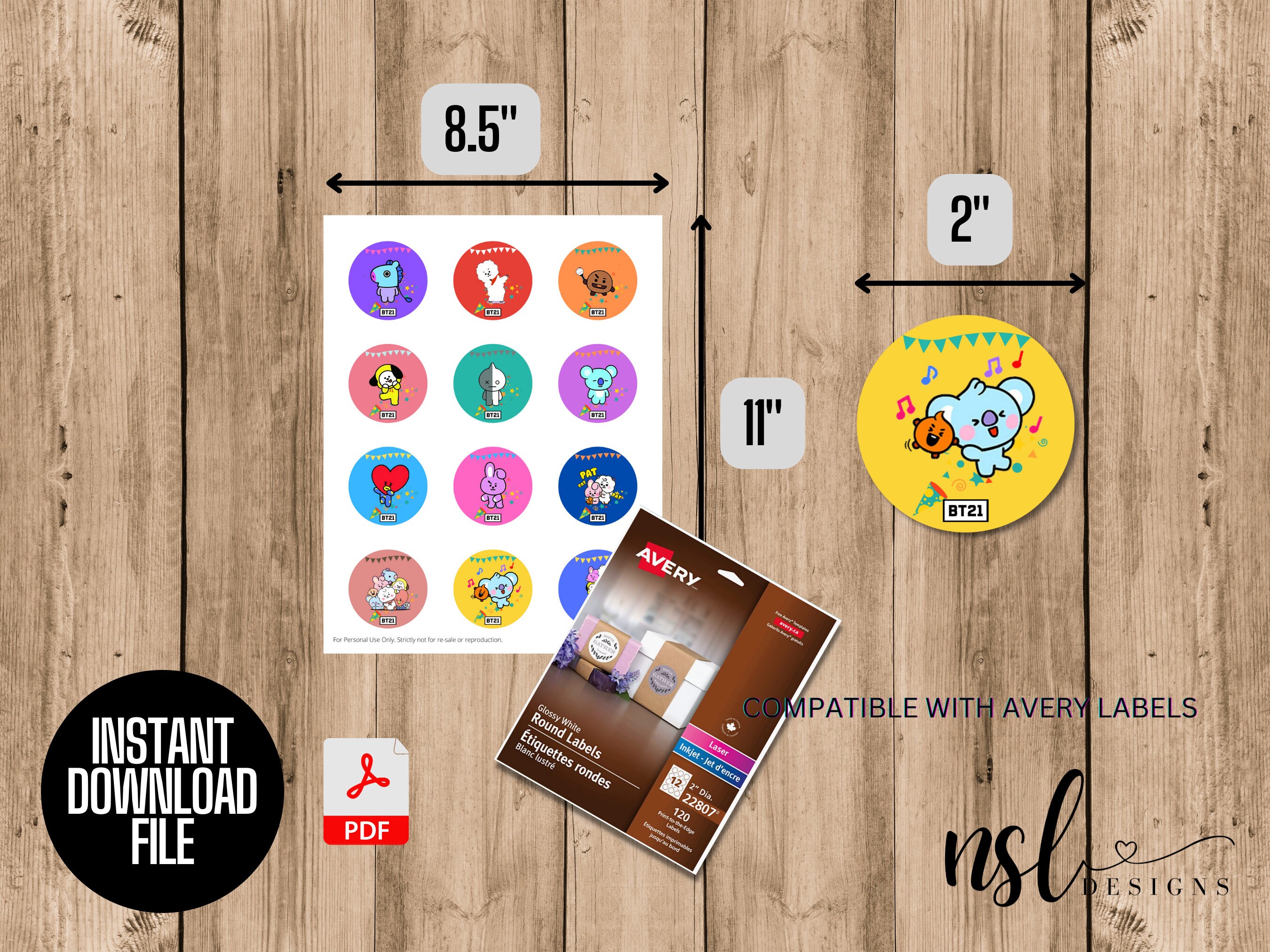 BT21 Cupcake Toppers Print Your Own Cupcake Toppers - Etsy