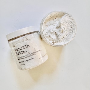 Vanilla Latte Sugar Scrub, body scrubs, foaming body scrubs