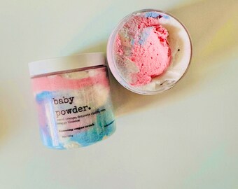 Baby Powder Foaming Sugar Scrub: 8oz Exfoliating Body Scrub