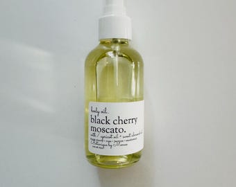 Black Cherry Moscato Body Oil: Scented Perfume Oil - 4oz Glass Bottle