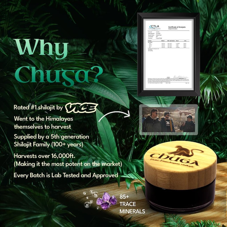 Organic Himalayan Shilajit, Ethically Harvested - Gold Grade, 100% Pure, Harvested at 16,000 feet, Lab Tested, Comes with Chuga Monkey Spoon image 2