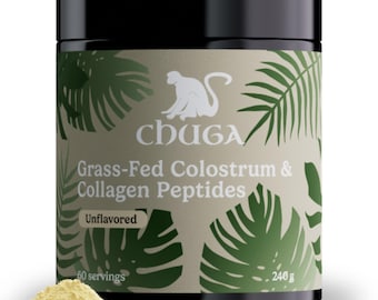 Grass Fed Colostrum & Collagen Peptides 60 Servings | Enhances Hair, Skin, and Nails | Strengthens Bones | Gut Wall Strengthening