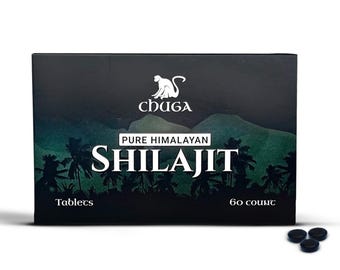 Organic Himalayan Shilajit 60 Tablets, Ethically Harvested - Gold Grade, 100% Pure, Harvested at 16,000 feet, Lab Tested