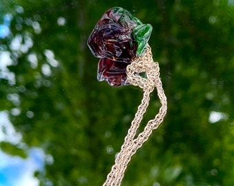 Glass Rosebud Necklace