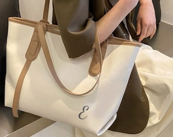 Personalized Women Leather Shoulder Tote Bag Big Capacity Handbag