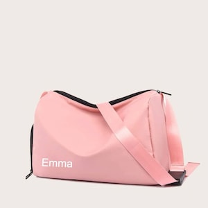 Personalized Waterproof Training Gym Bag, NAME and LOGO, Small Fitness Workout Sports Duffle Bag with Multi Pocket & Shoes Compartment Pink