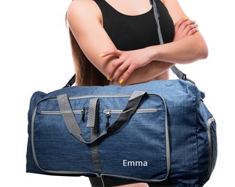 Personalized Gym Duffle Bag: Blue Fitness Workout Bag with Name/Logo