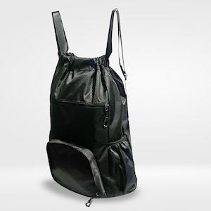 Black Personalized Drawstring Gym Backpack