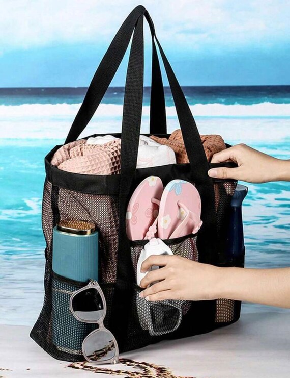 Extra Large Beach Tote Bag Multiple Pockets Waterproof Sandproof Beach Bags  for Summer Vacation Must Have 