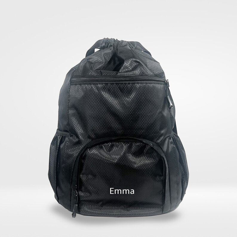 Black Personalized Drawstring Gym Backpack